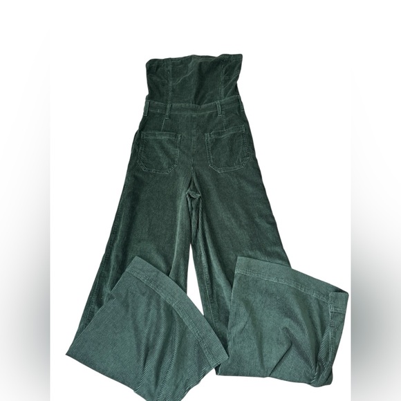 The Skipper Strapless Corduroy Crop Wide-Leg Jumpsuit by Pilcro Sz 4 - Picture 3 of 9